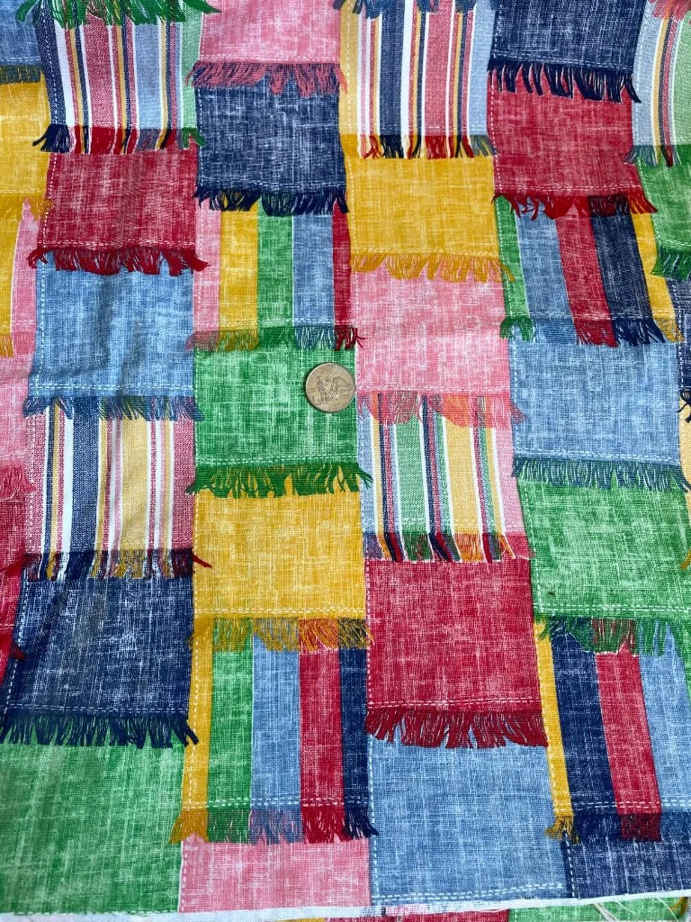 2y x 44” Vintage Colorful Patchwork Printed Cotton Fabric Quilting Crafts